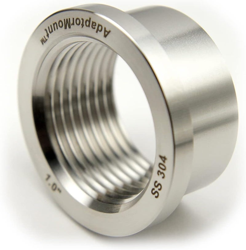 AdaptorMount G 1" (BSPP) Stainless Steel 304 Female Threaded Stepped Weld Bung Mounting Fitting (OD 1.5") with Top Head (OD 1.7") - Image 3